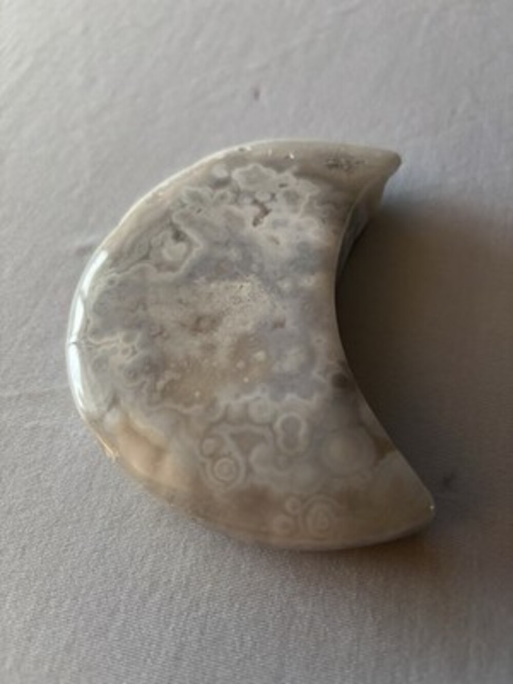 Ocean Jasper Crescent Moon Crystal Carving Polished Orbicular Jasper Druzy
